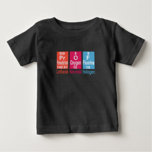 CAMISETA PARA BEBÊ USANDO ELEMENTOS NA MESA PERIÓDICA PARA SOLTAR PR