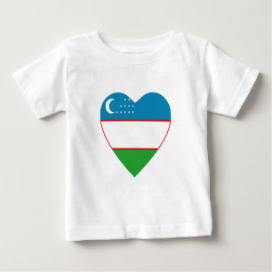 Camiseta Para Bebê Usbequistão Flag Heart Shirt