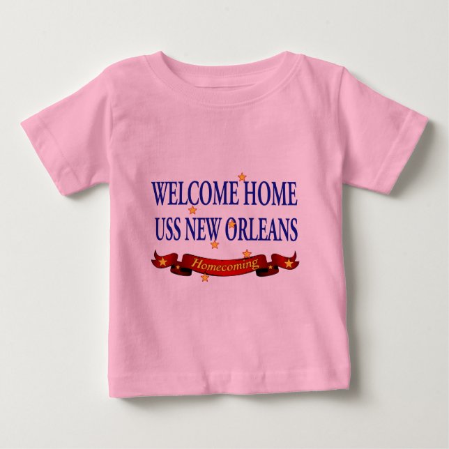 Camiseta Para Bebê USS New Orleans Home bem-vindo (Frente)
