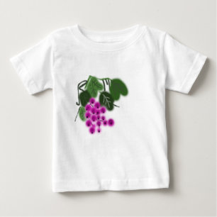 Camiseta Para Bebê uvas roxas e folhas verdes