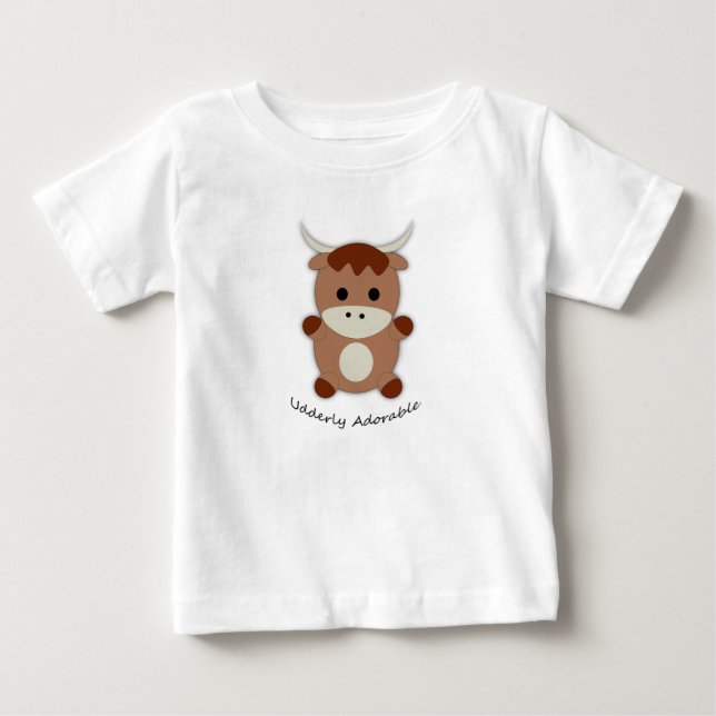Camiseta Para Bebê Vaca Adorável (Frente)