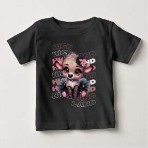 Camiseta Para Bebê Vaca Ballerina, Cuja Terra é Bastante - Animal Kaw