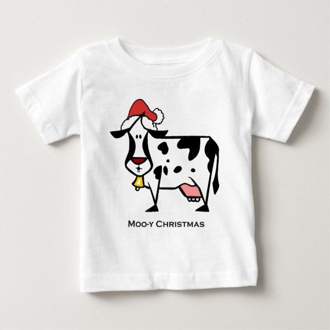 Camiseta Para Bebê Vaca bonito do Natal (Frente)