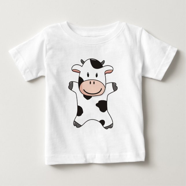 Camiseta Para Bebê Vaca branca (Frente)