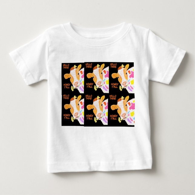 Camiseta Para Bebê Vaca Colorida (Frente)