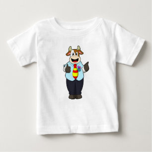 Camiseta Para Bebê Vaca como professor com gravata