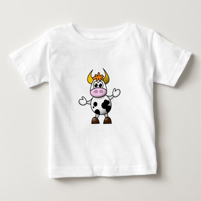 Camiseta Para Bebê Vaca Confusa Bebê Superior (Frente)