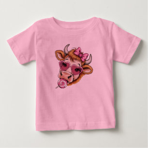 Camiseta Para Bebê Vaca das Terras Altas do Vale Coquette Dia dos Nam