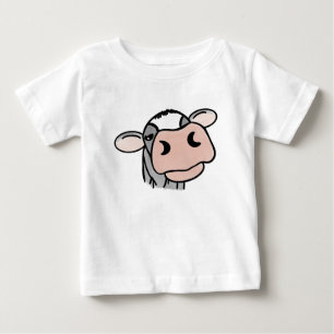 Camiseta Para Bebê vaca de desenho animado preto branco rosa beijo ci