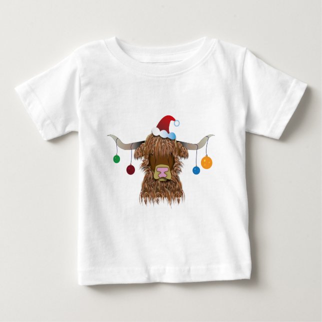 Camiseta Para Bebê Vaca de Natal (Frente)