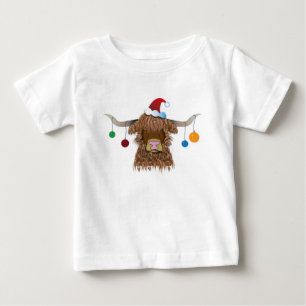 Camiseta Para Bebê Vaca do Natal