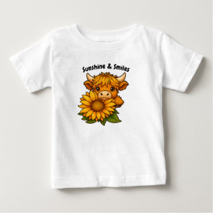 Camiseta Para Bebê Vaca e girassol