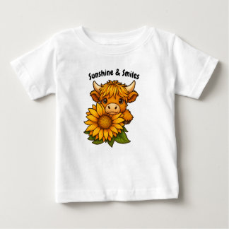 Camiseta Para Bebê Vaca e girassol