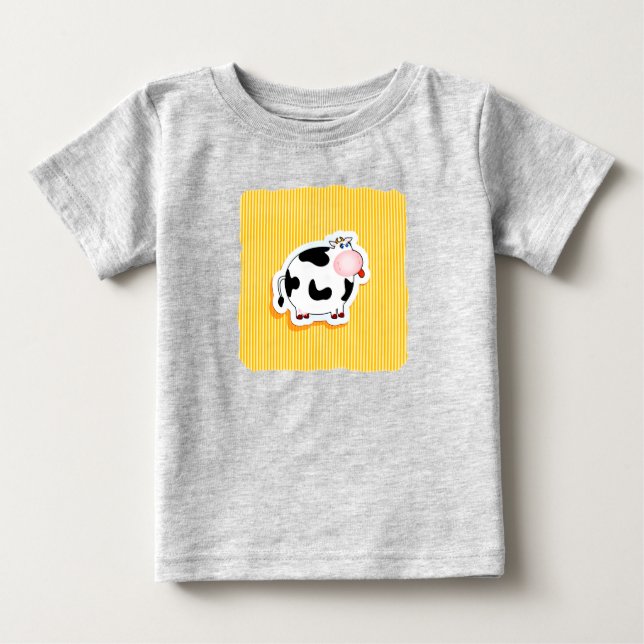 Camiseta Para Bebê Vaca engraçada, t-shirt (Frente)