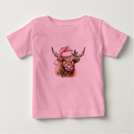 Camiseta Para Bebê vaca galante de natal