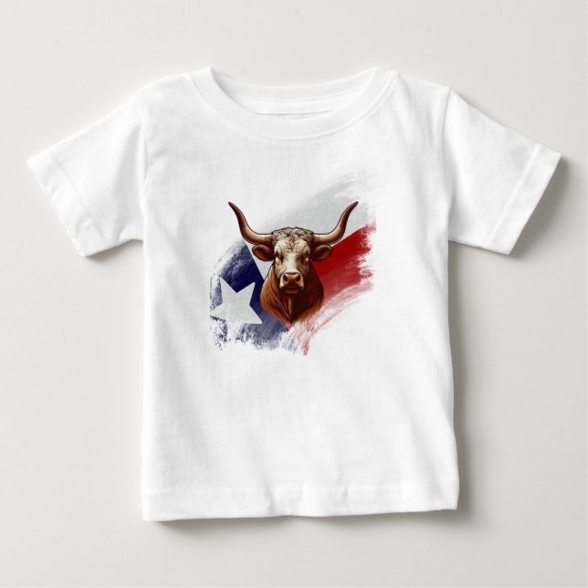 Camiseta Para Bebê Vaca longhorn do Texas (Frente)
