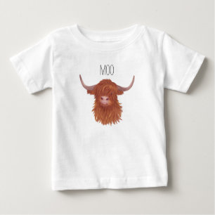 Camiseta Para Bebê Vaca Moo Highland, Vaca Escocesa
