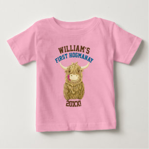 Camiseta Para Bebê Vaca personalizada primeiro Hogmanay das montanhas