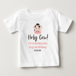Camiseta Para Bebê Vaca Sagrada Estou Fazendo Um Ano! 1º Aniversário