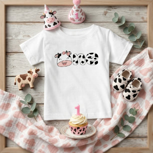 Camiseta Para Bebê Vaca Sagrada Eu Sou Uma Menina Aniversário de 1 An