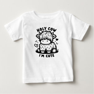 Camiseta Para Bebê Vaca Santa Sou Bonito para a Felicidade do Bebê