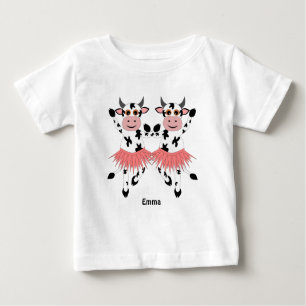 Camiseta Para Bebê Vacas dançantes bonitas e engraçadas