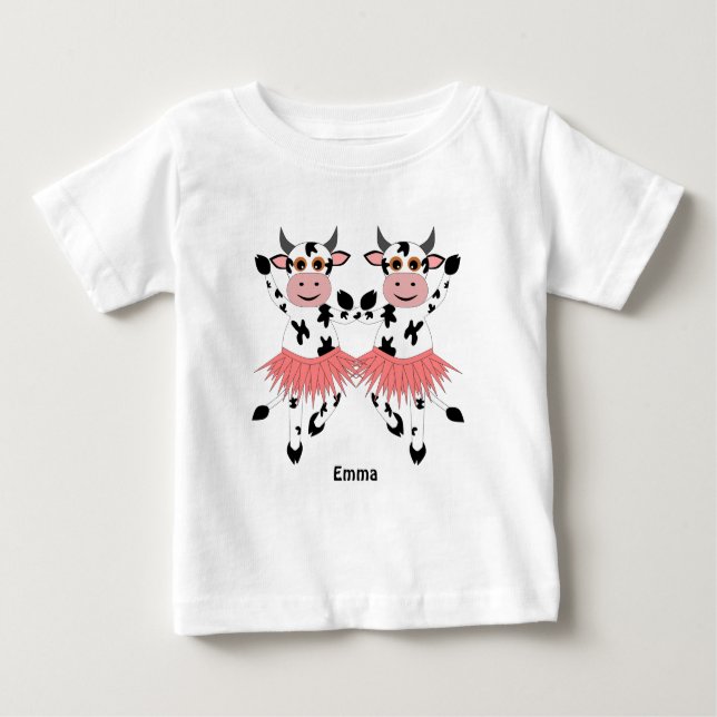 Camiseta Para Bebê Vacas dançantes bonitas e engraçadas (Frente)