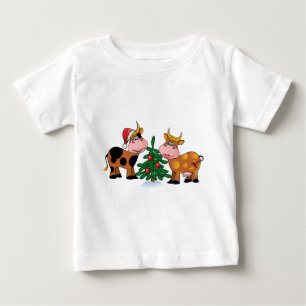Camiseta Para Bebê Vacas do Natal