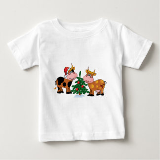 Camiseta Para Bebê Vacas do Natal