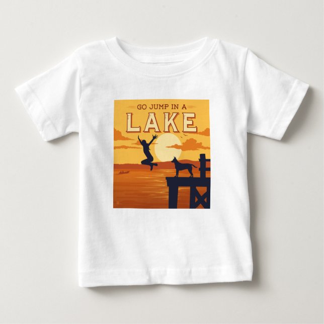 Camiseta Para Bebê Vai Saltar Em Um Lago (Frente)