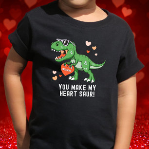 Camiseta Para Bebê Valentim Personalizado de Dinossauro para Meninos