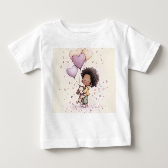 Camiseta Para Bebê Valentine Toddler T-Shirt – African American (Frente)