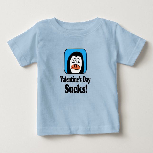 Camiseta Para Bebê Valentine's Day Sucks Penguin (Frente)