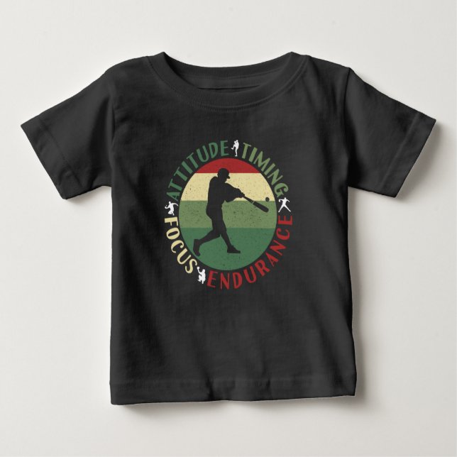 Camiseta Para Bebê Valores Motivacionais de Equipe de Beisebol (Frente)