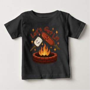 Camiseta Para Bebê Vamos Ficar Bêbados Fogueira – Marshmallow e Cacho