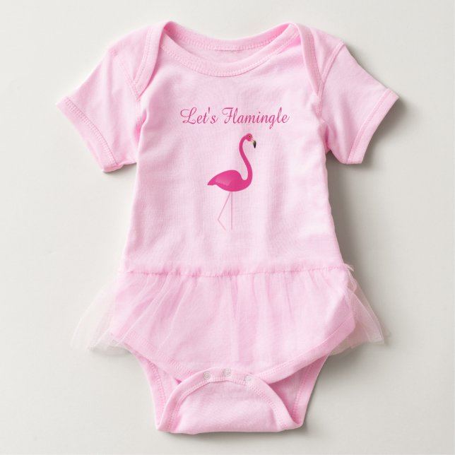 Camiseta Para Bebê Vamos Flamingle TuTu Bodycase (Frente)
