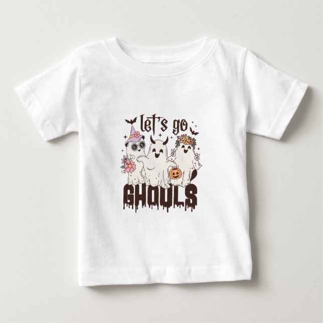 Camiseta Para Bebê Vamos Lá Ghouls Dia das Bruxas (Frente)