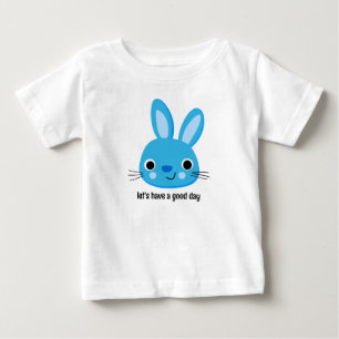 Camiseta Para Bebê Vamos tem um bom dia T-shirt coelho azul
