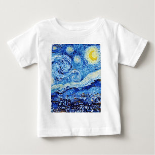 Camiseta Para Bebê Van Gogh - A Noite Estrelada - Posto de Natal Bran