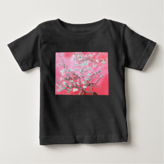 Camiseta Para Bebê Van Gogh Almond Blossomo Azul Rosa