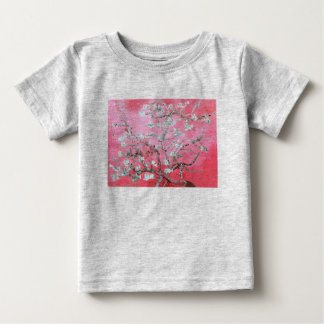 Camiseta Para Bebê Van Gogh Almond Blossomo Azul Rosa