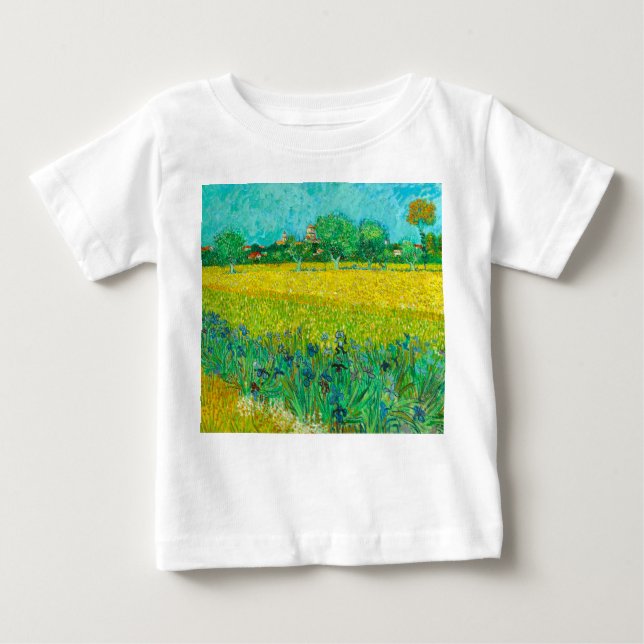 Camiseta Para Bebê Van Gogh Field com Irrises Perto de Arles (Frente)