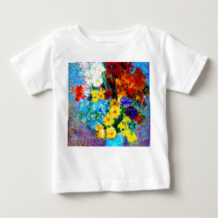 Camiseta Para Bebê Van Gogh Flores num Vaso Azul