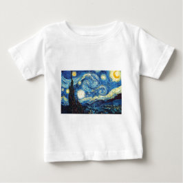 Camiseta Para Bebê Van Gogh Noite Estrelada Paz Amor Destino