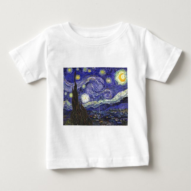 Camiseta Para Bebê Van Gogh Starry Night (Frente)