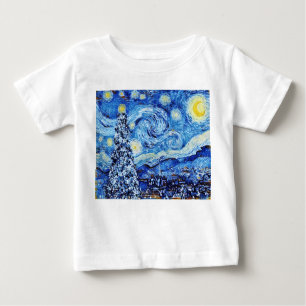 Camiseta Para Bebê Van Gogh Starry Night - Árvore Branca de Natal