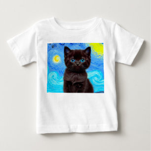 Camiseta Para Bebê Van Gogh Starry Night Black