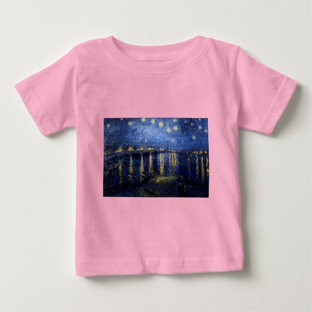 Camiseta Para Bebê Van Gogh Starry Night Over Rhone (Frente)