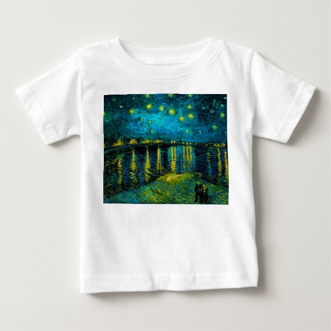 Camiseta Para Bebê Van Gogh Starry Night Over the Rhône (Frente)