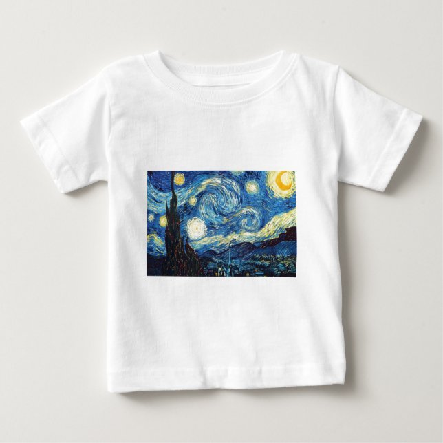 Camiseta Para Bebê Van Gogh Starry Night Peace Love Destiny (Frente)